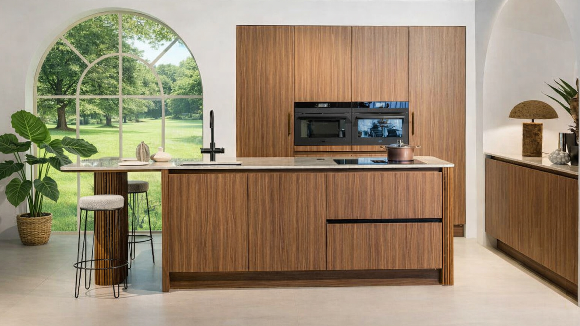 Strakke Duitse keuken met inbouwapparatuur
